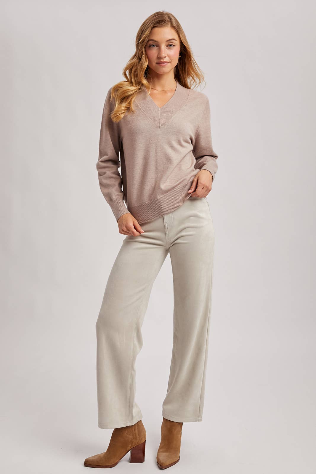 Ribbed V-neck Sweater