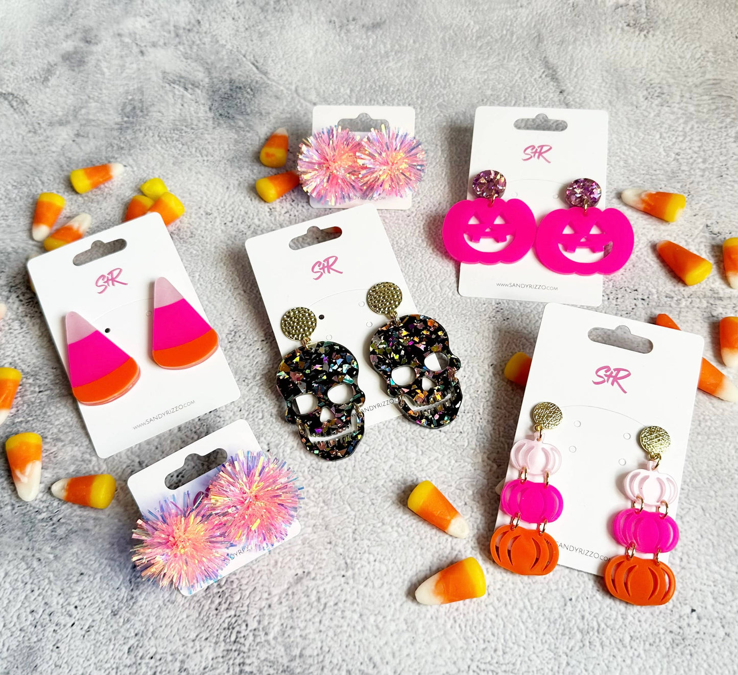 ON SALE Pink Triple Pumpkin Dangles