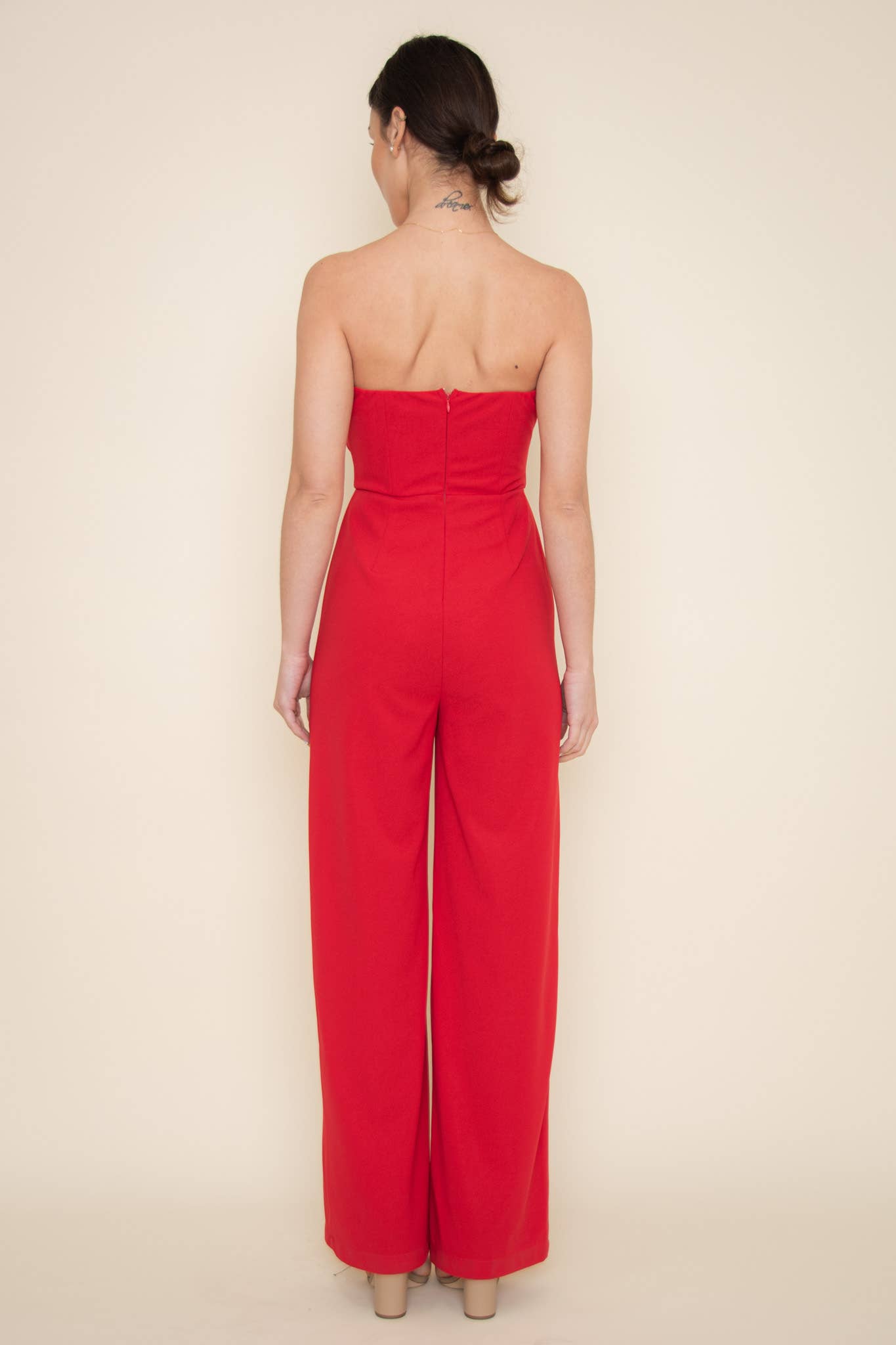 STRAPLESS PLEATED JUMPSUIT