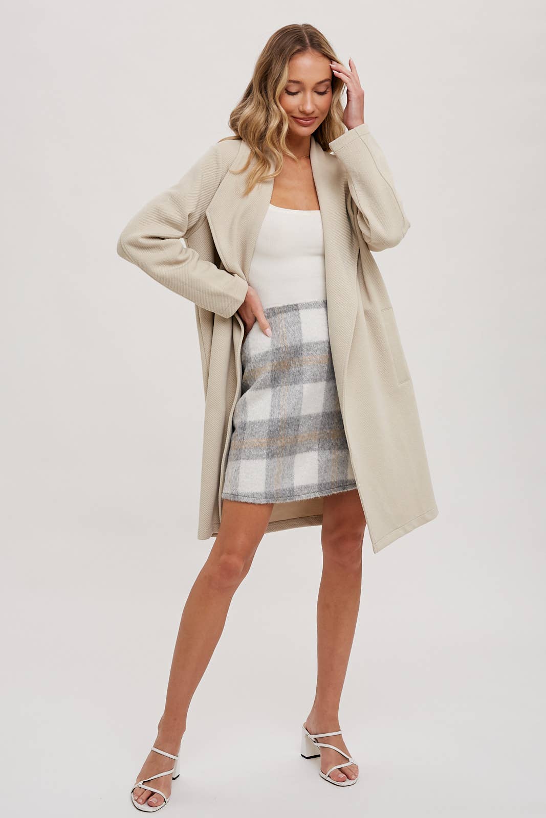 DRAPE OPEN-FRONT COAT JACKET