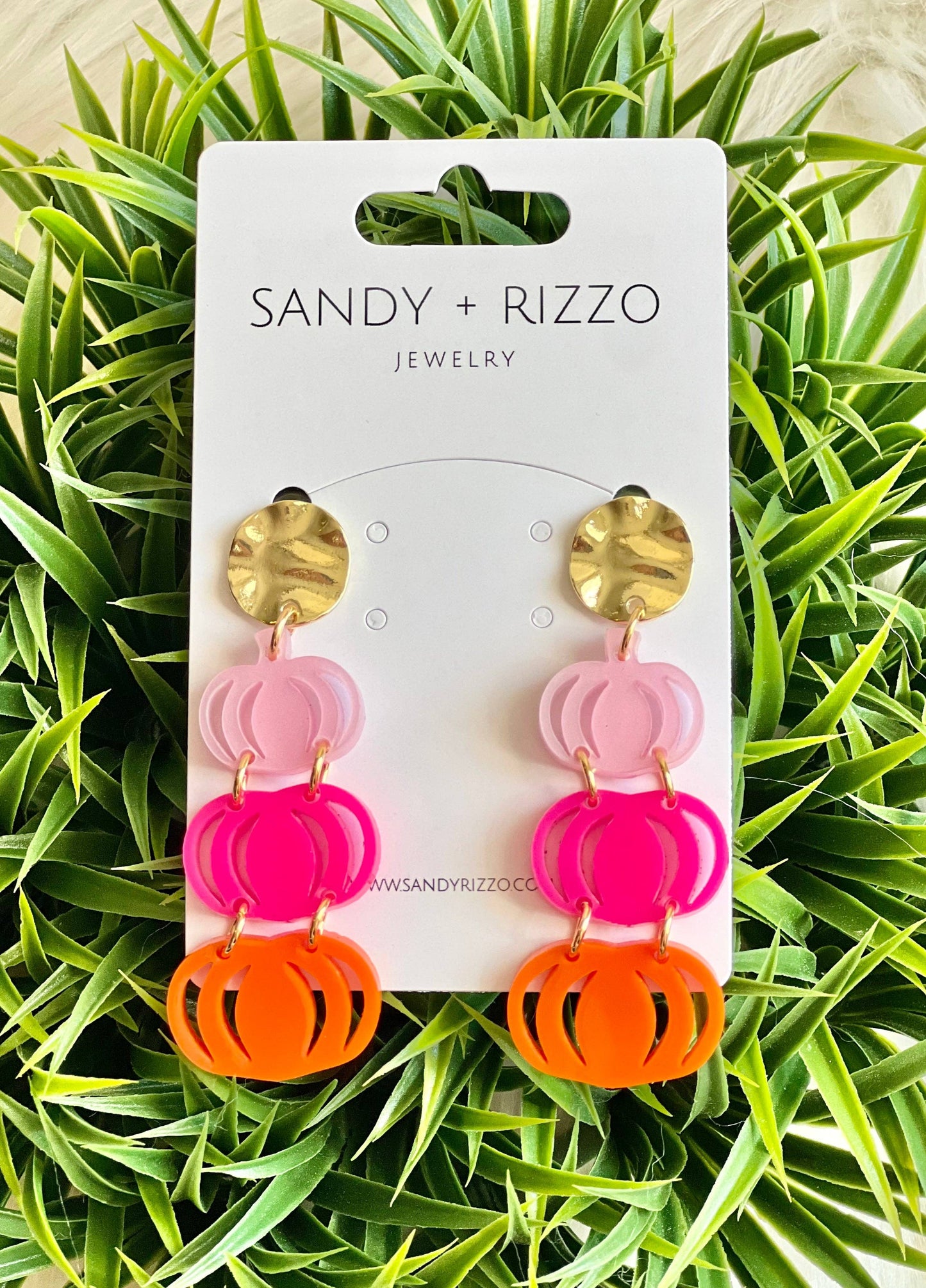 ON SALE Pink Triple Pumpkin Dangles