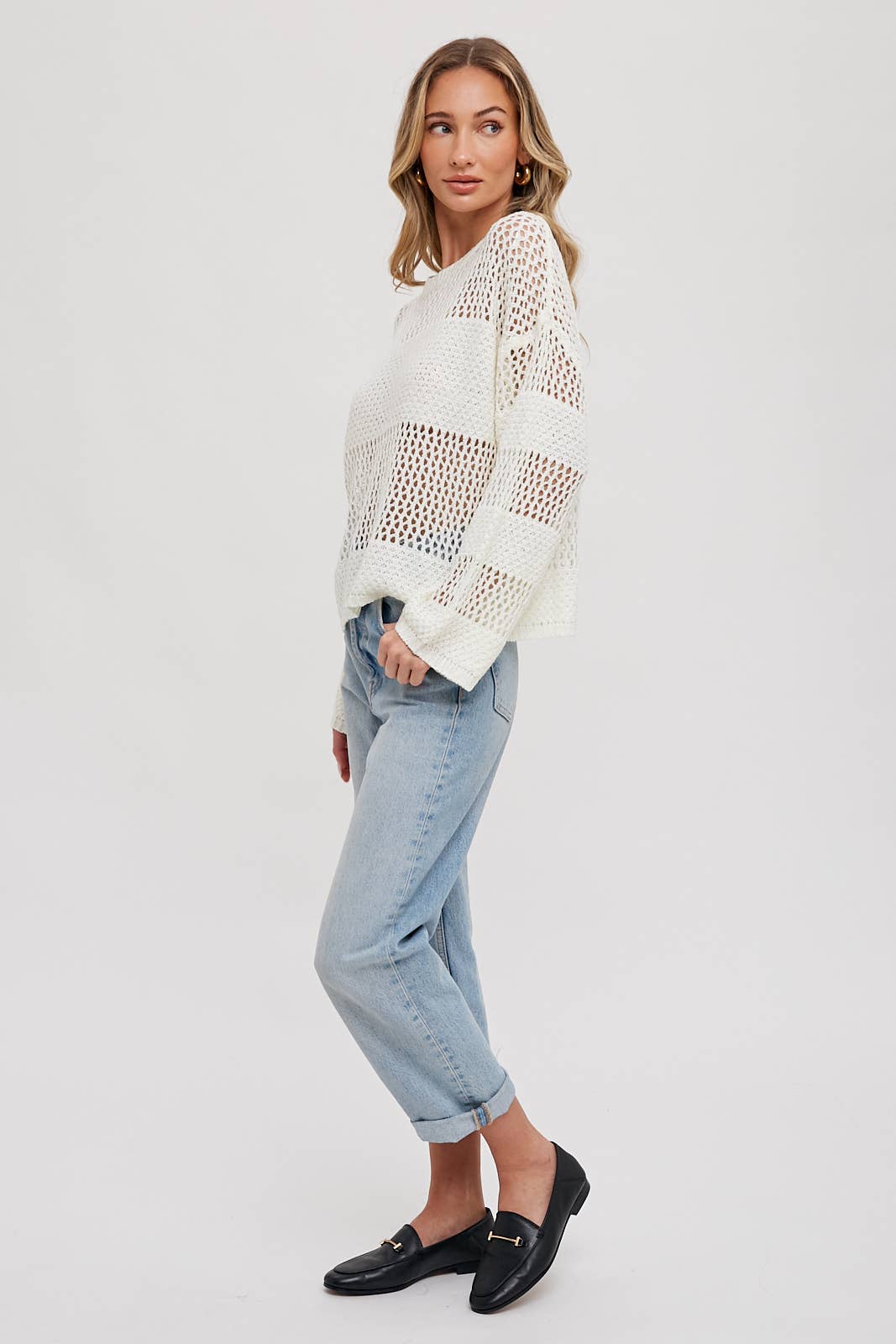 OPEN-KNIT SWEATER PULLOVER - Oversized Round Neck