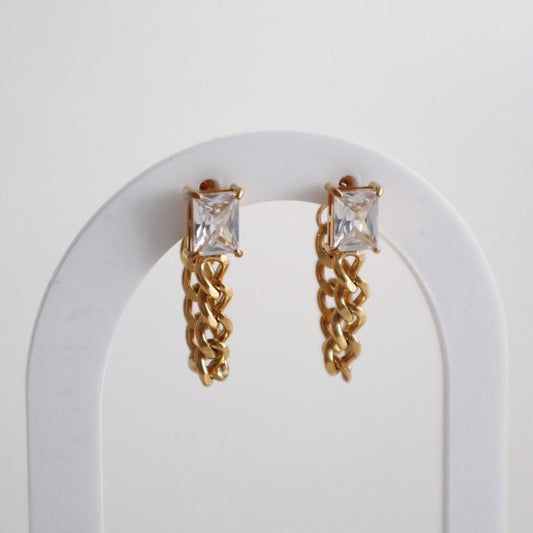 Nova CZ Chain Drop Earrings