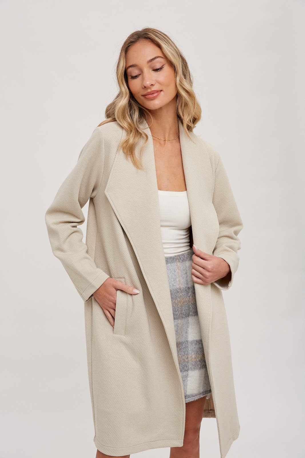 DRAPE OPEN-FRONT COAT JACKET