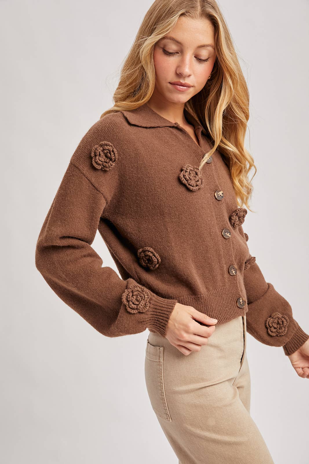 Floral Button Down Knit Cardigan