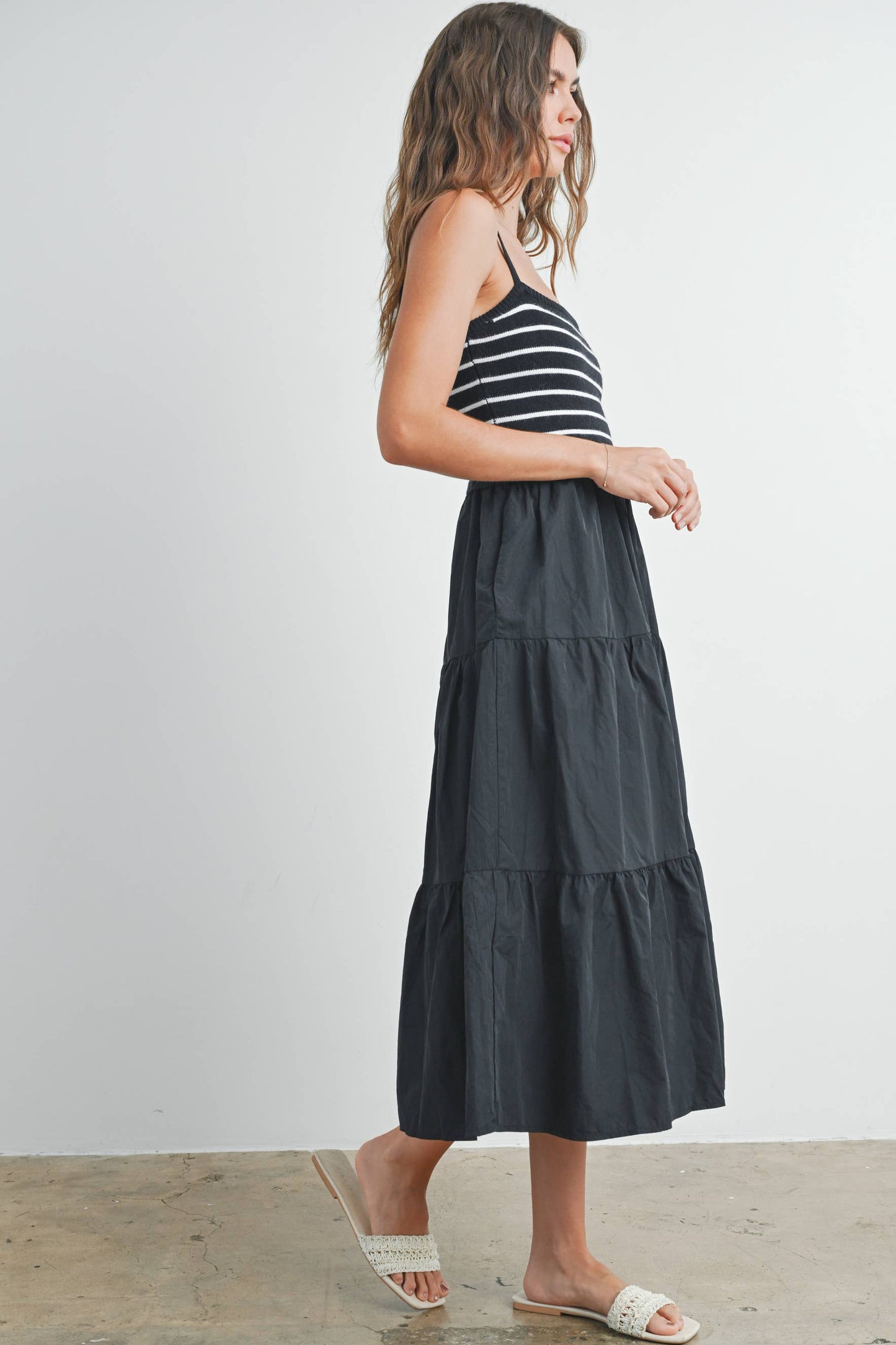 Striped Tiered Maxi Dress