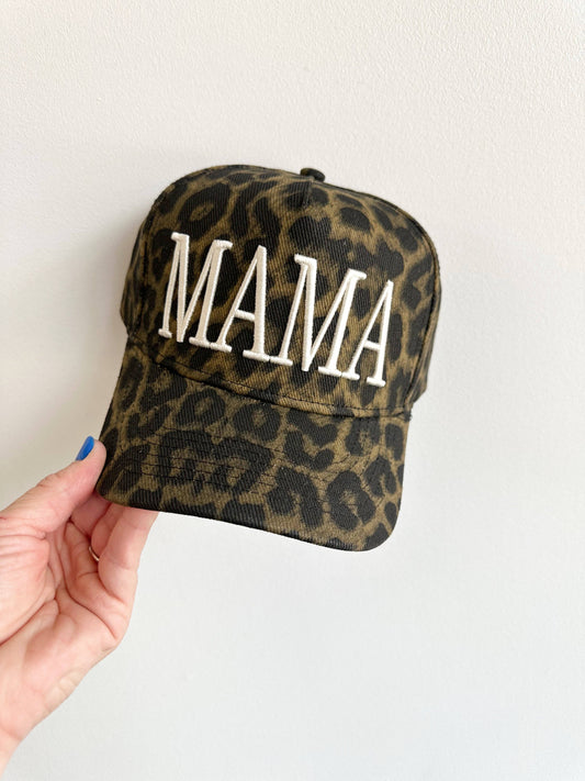 MAMA Cheetah Print Vintage Trucker Hat