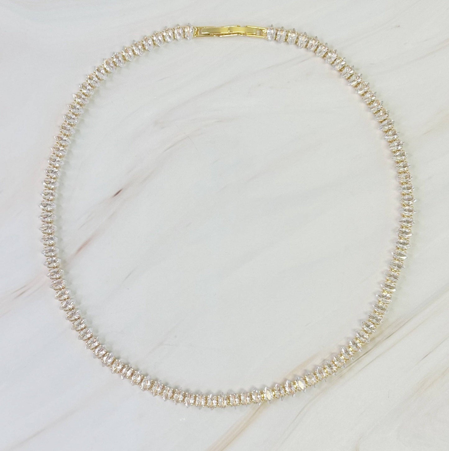 Marquise Cut Sparkle Tennis Necklace