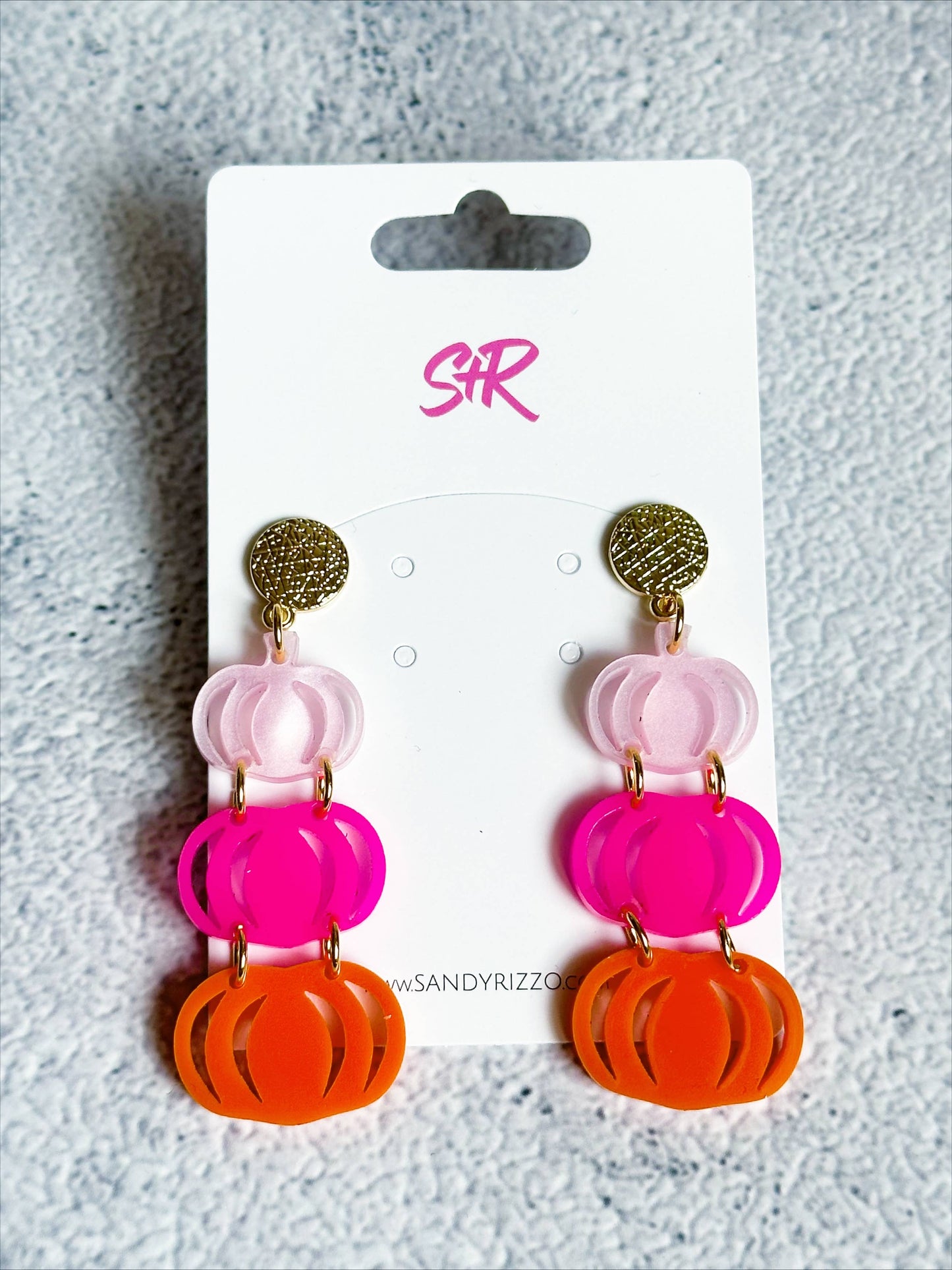 ON SALE Pink Triple Pumpkin Dangles