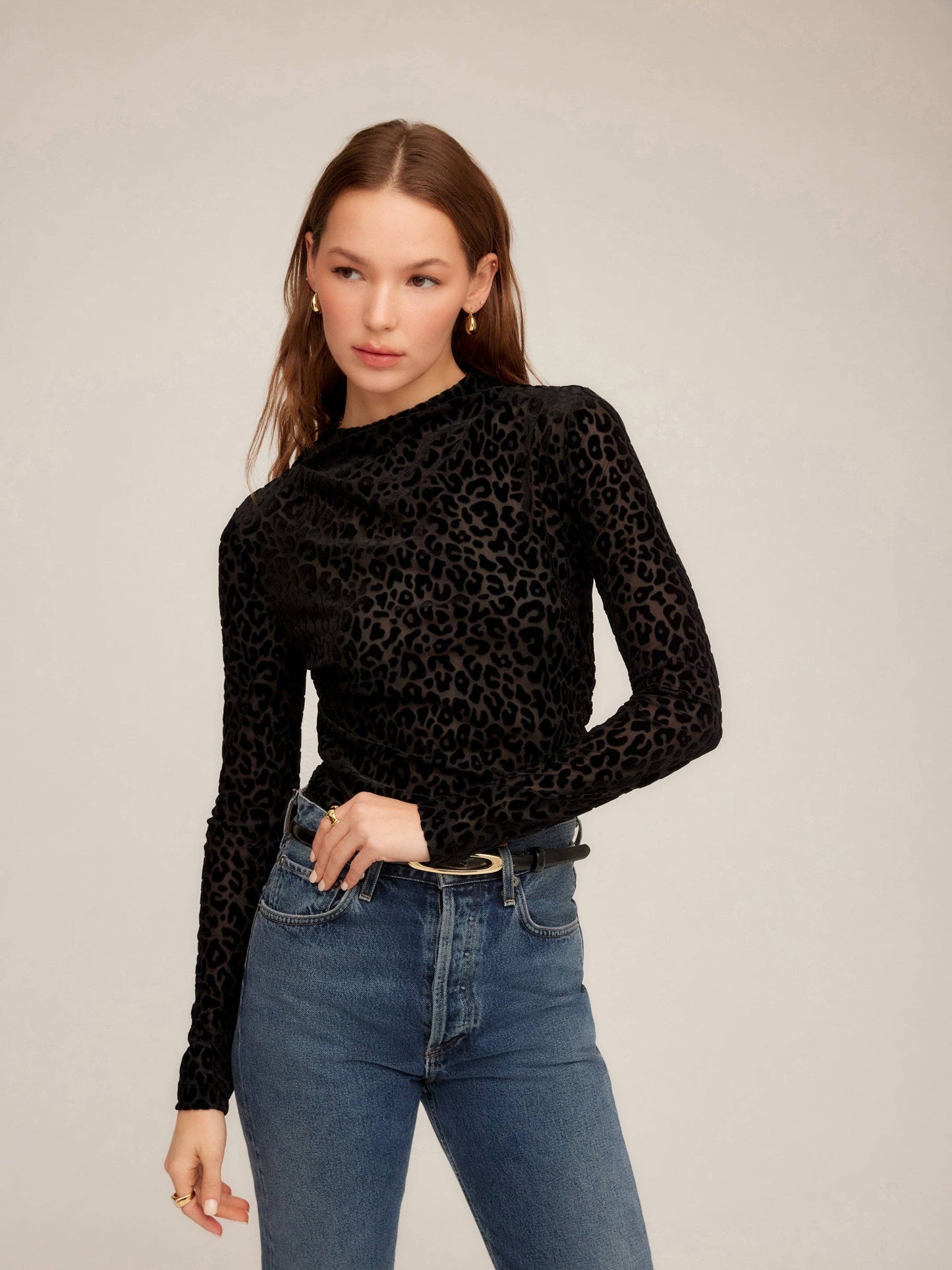 Khami Velvet Burnout Shirred Top