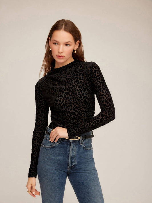 Khami Velvet Burnout Shirred Top
