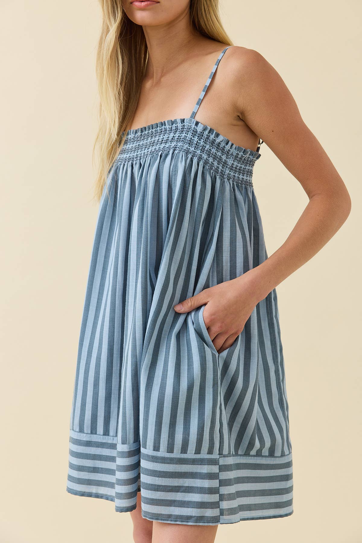 Smocked Stripe Cami Dress