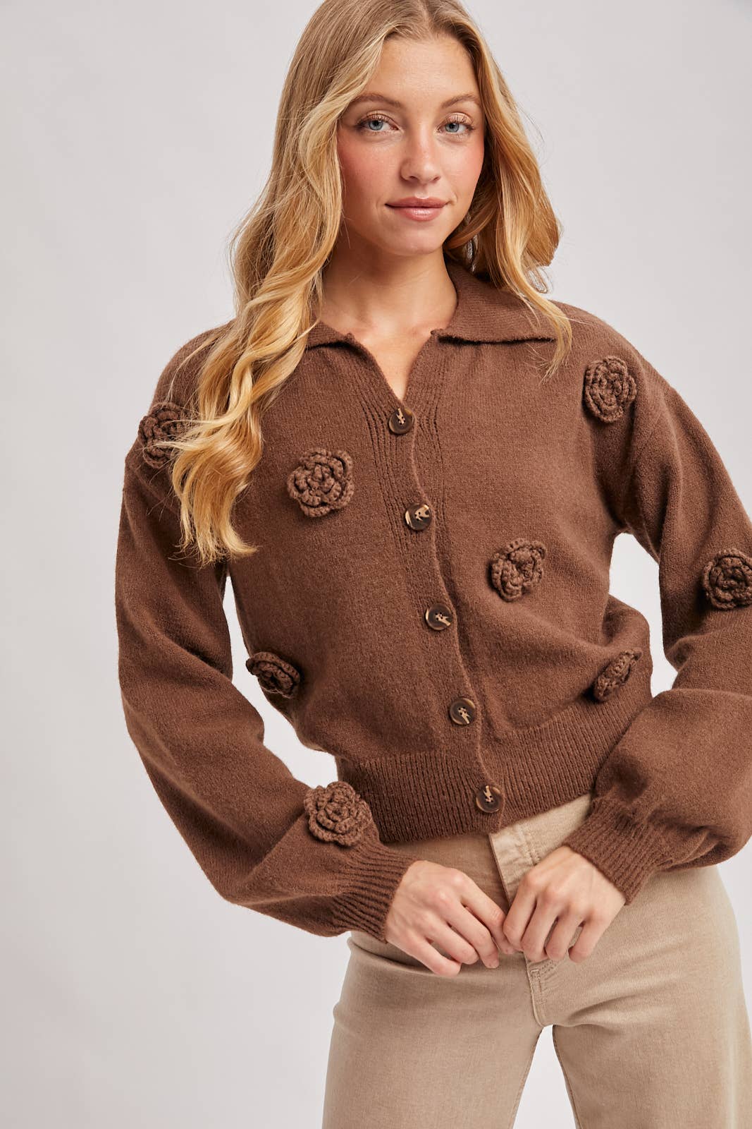 Floral Button Down Knit Cardigan