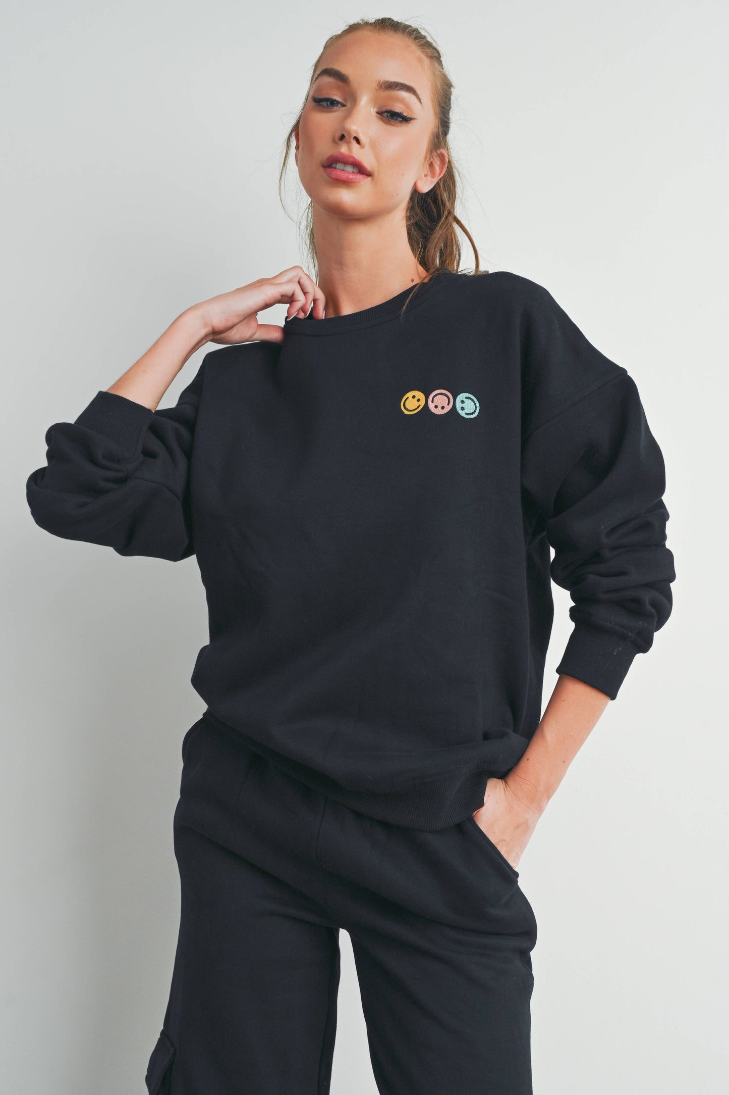 FRENCH TERRY FLEECE WITH EMBROIDERED SWEATSHIRT