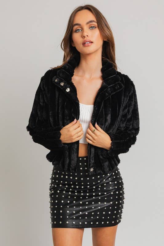 Faux Crop Fur Jacket