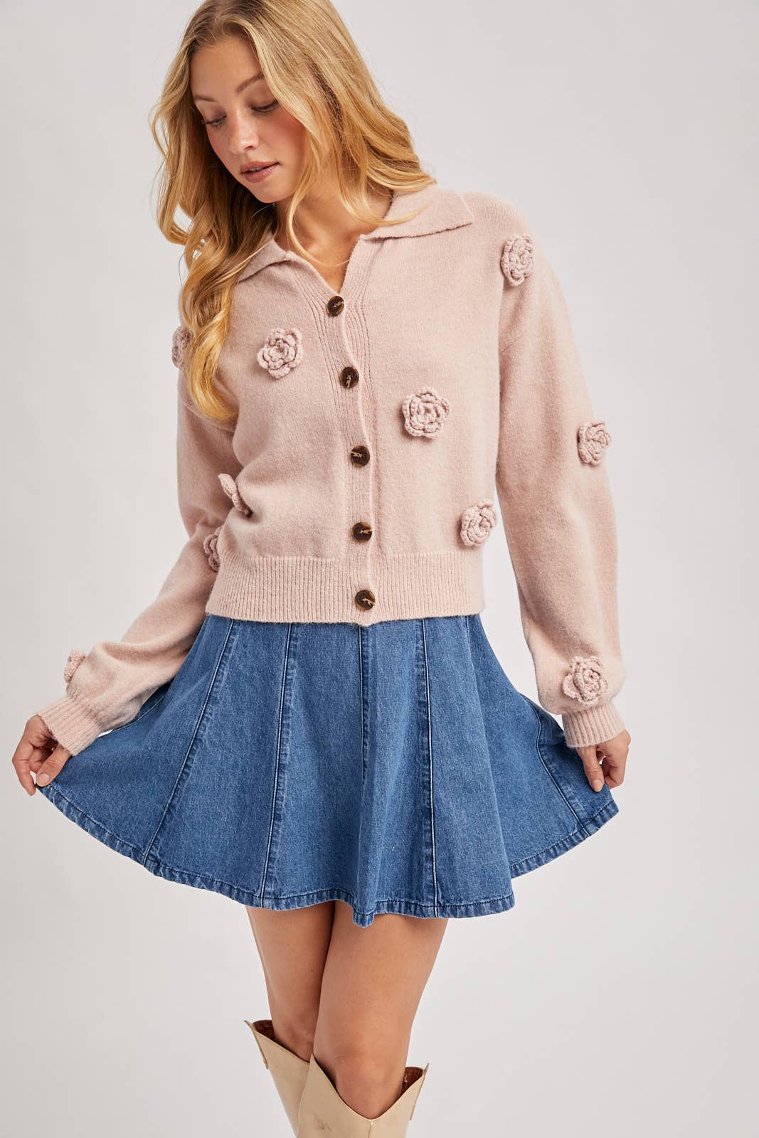 Floral Button Down Knit Cardigan