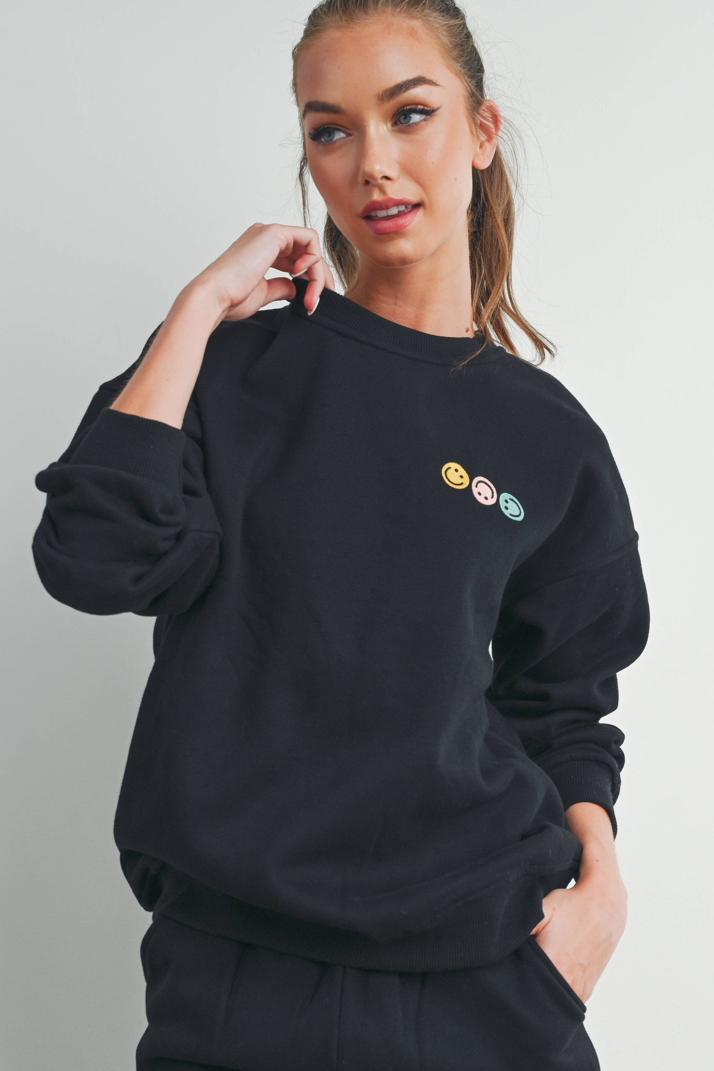 FRENCH TERRY FLEECE WITH EMBROIDERED SWEATSHIRT