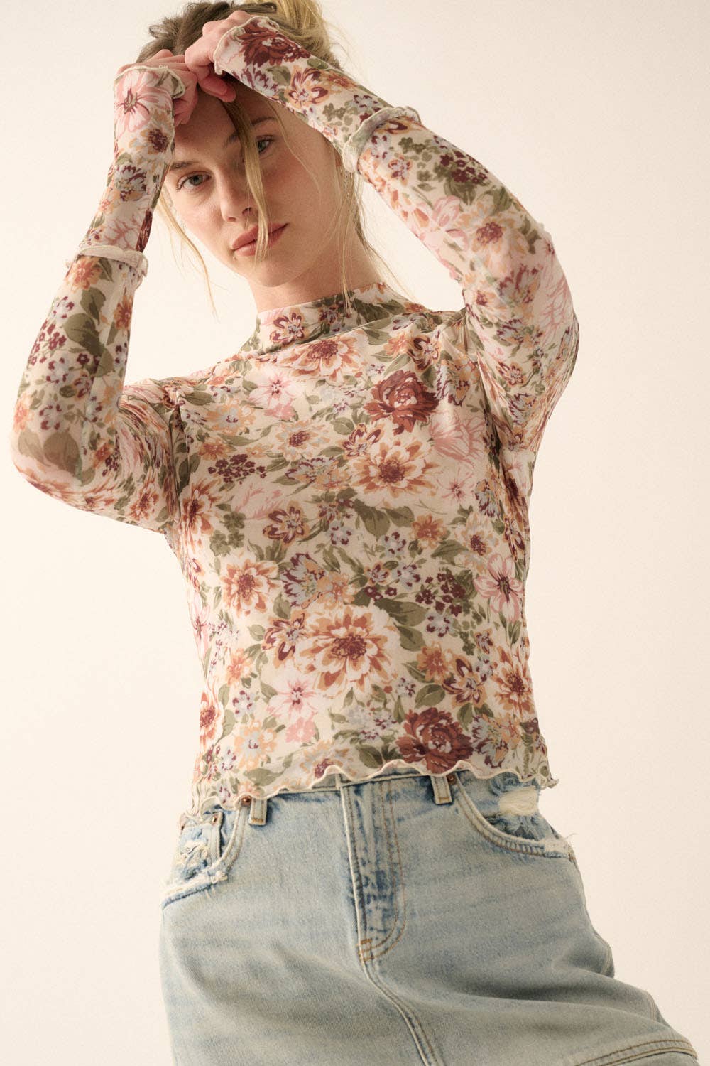 Floral Mesh Top