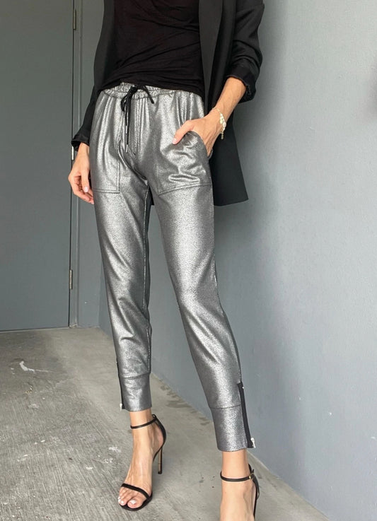 Metallic Zip Joggers