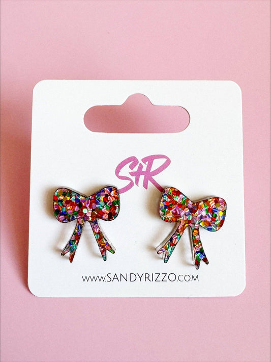 Confetti Dot Bow Stud