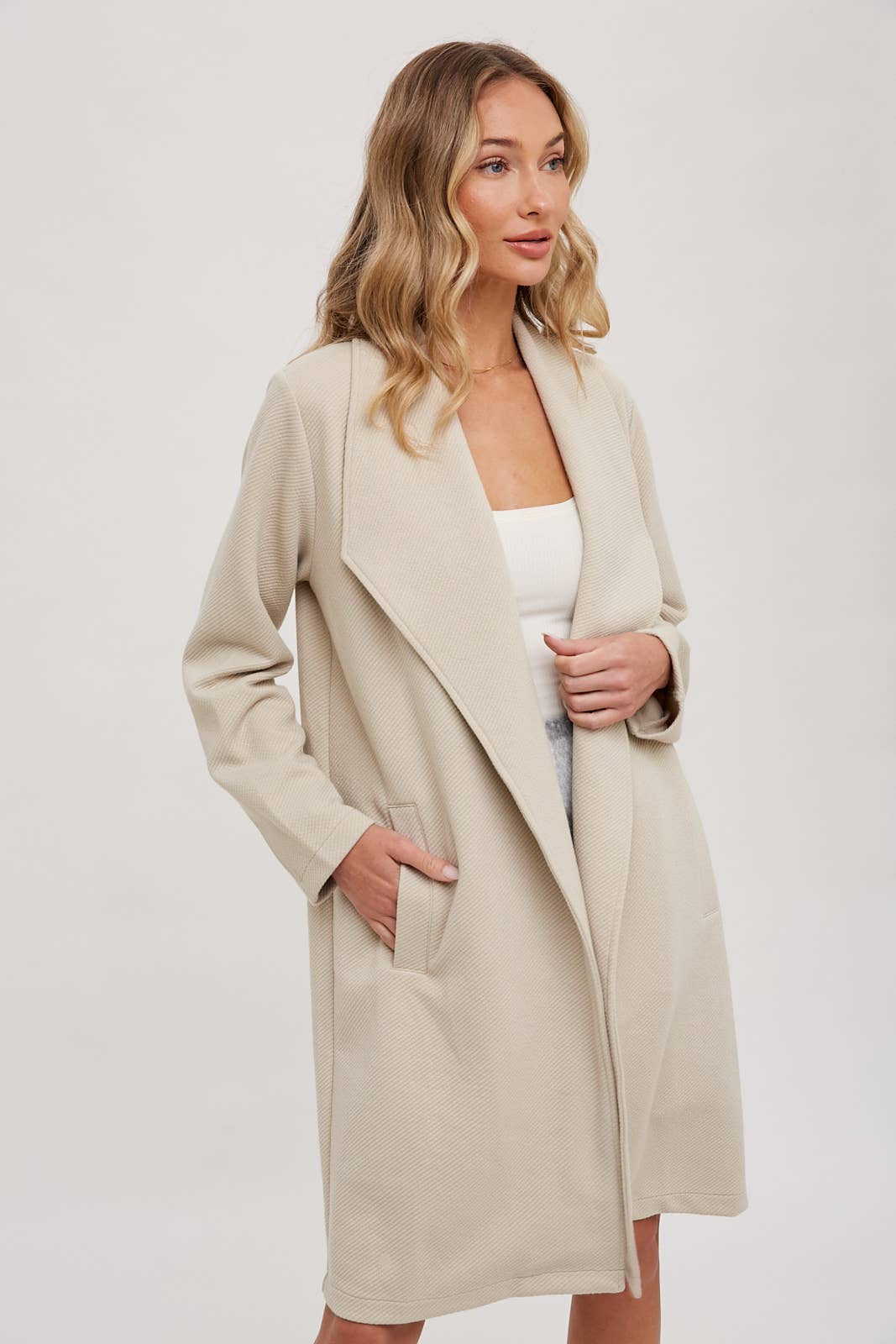 DRAPE OPEN-FRONT COAT JACKET