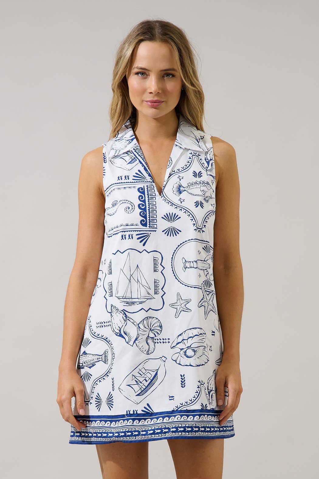 Lexya Collared Shift Mini Dress Seaside