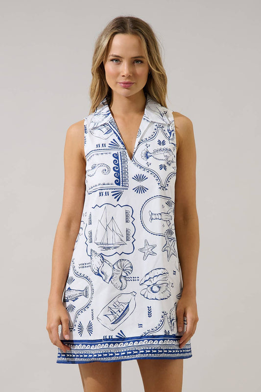 Lexya Collared Shift Mini Dress Seaside