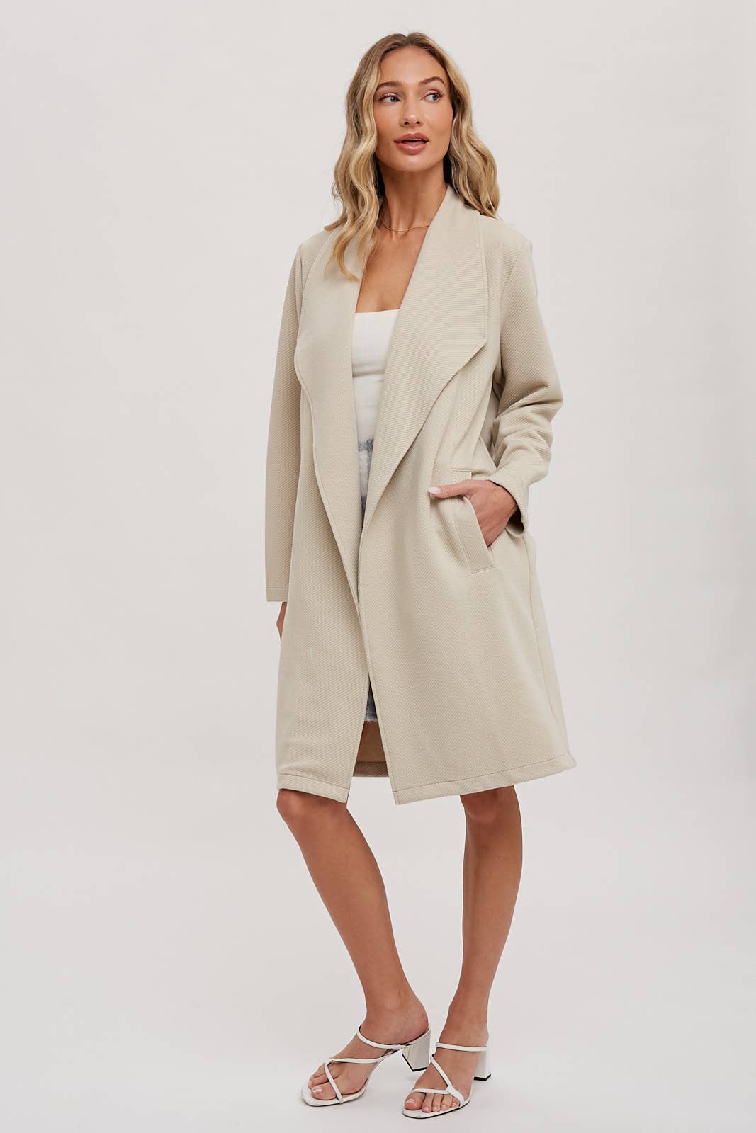 DRAPE OPEN-FRONT COAT JACKET