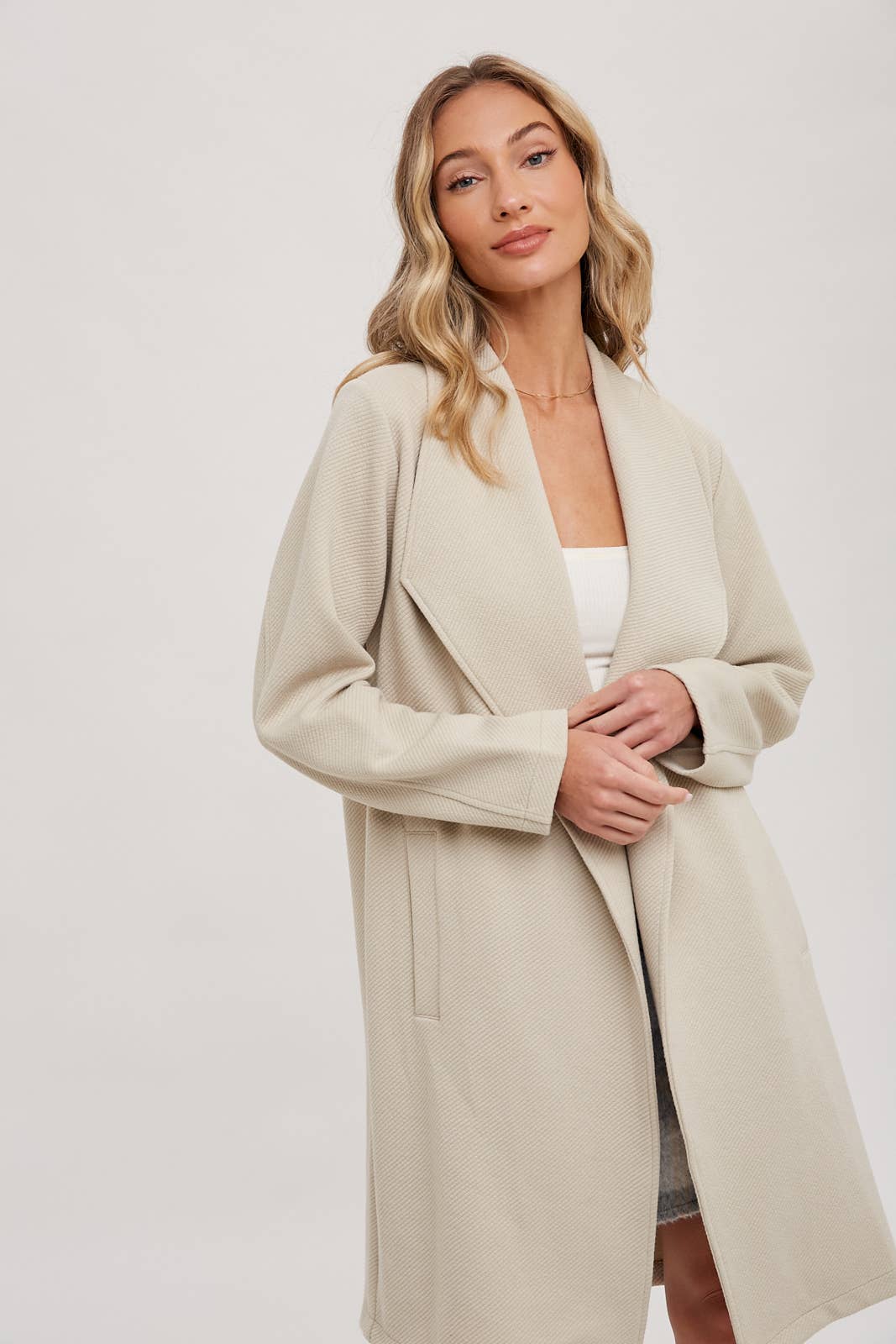 DRAPE OPEN-FRONT COAT JACKET