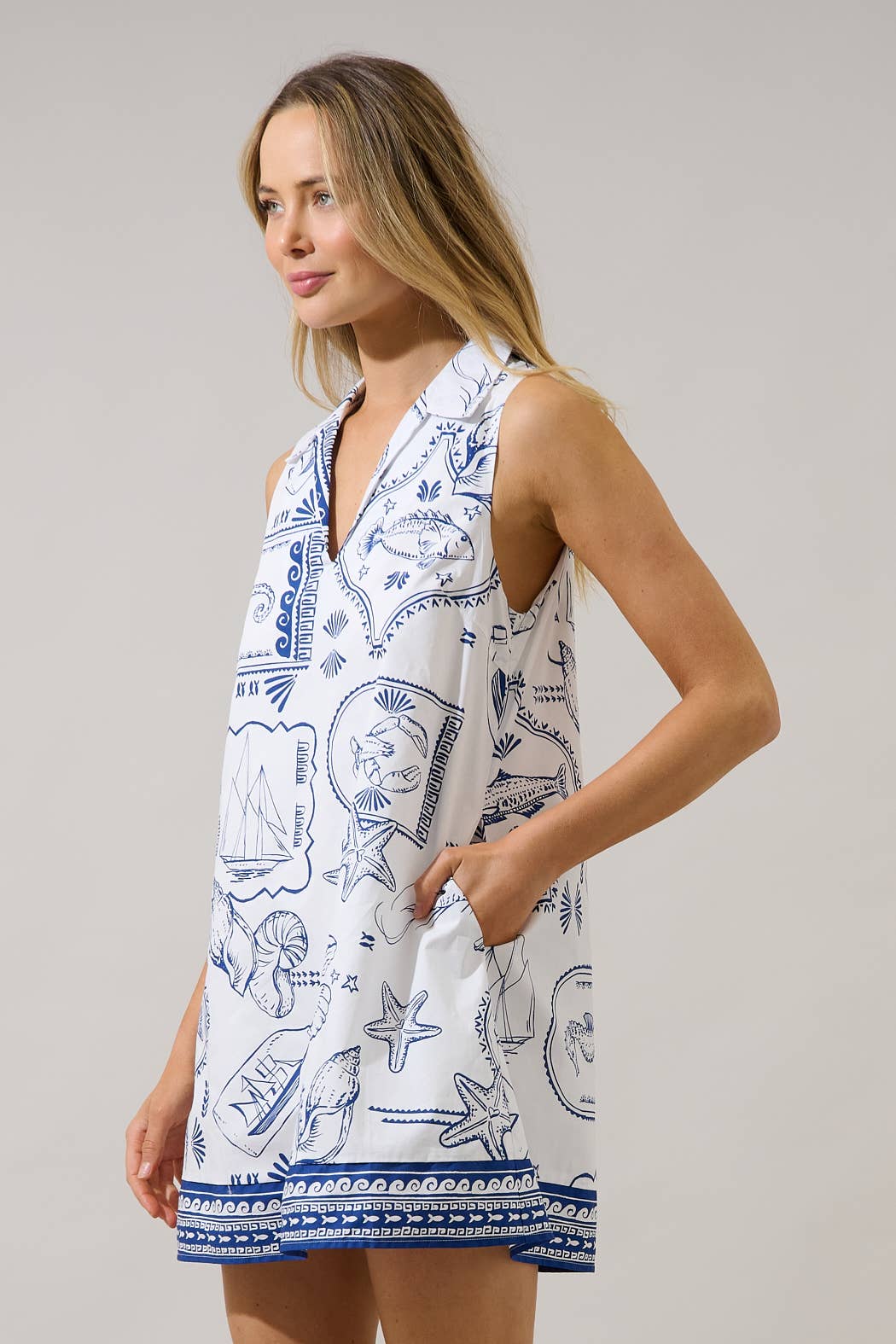 Lexya Collared Shift Mini Dress Seaside