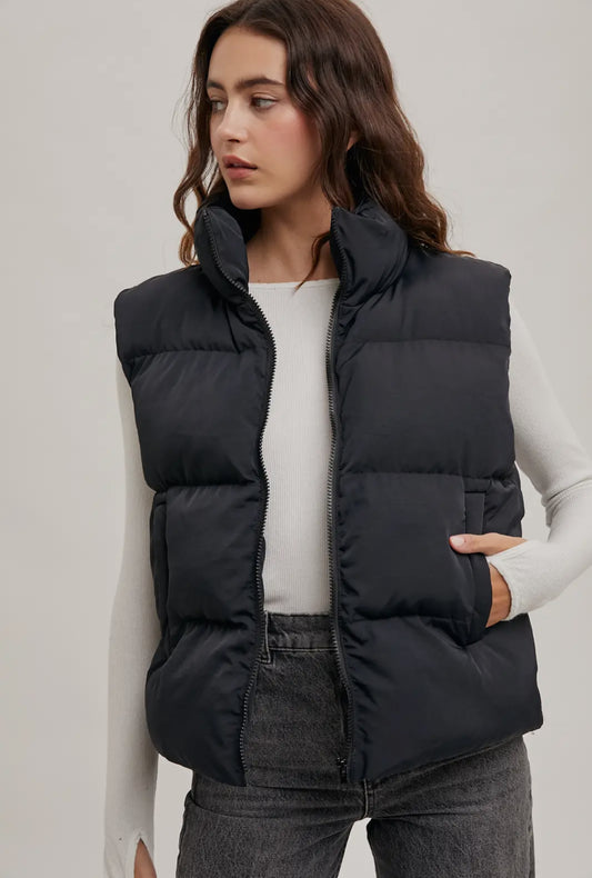 Zipper Front Puffer Vest