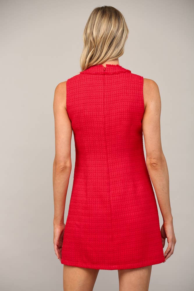 FRONT PATCH POCKET TWEED DRESS