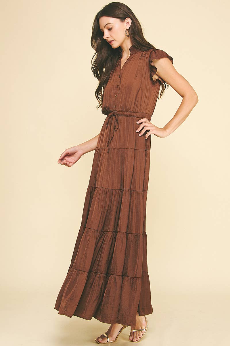 SATIN TIERED MAXI DRESS