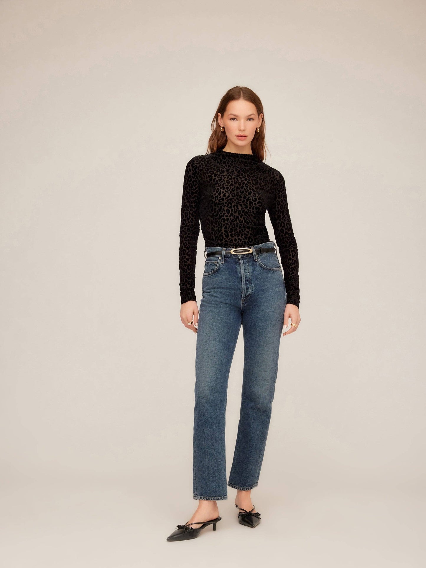 Khami Velvet Burnout Shirred Top