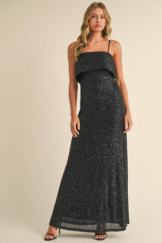 ID8750 SEQUIN TUBE MAXI DRESS