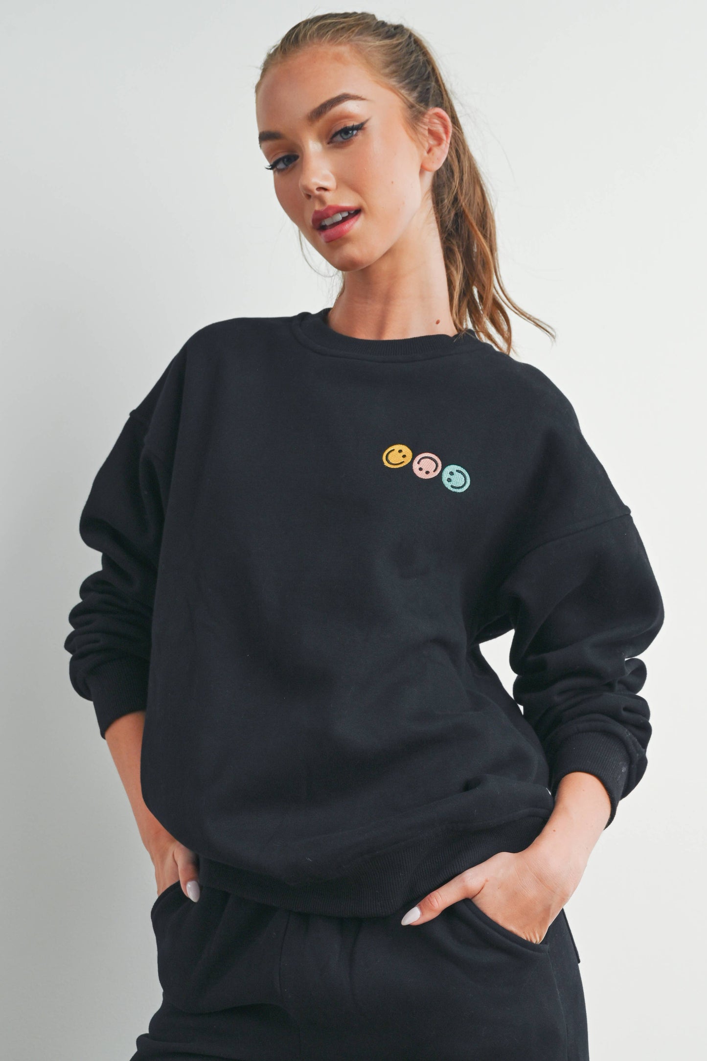 FRENCH TERRY FLEECE WITH EMBROIDERED SWEATSHIRT