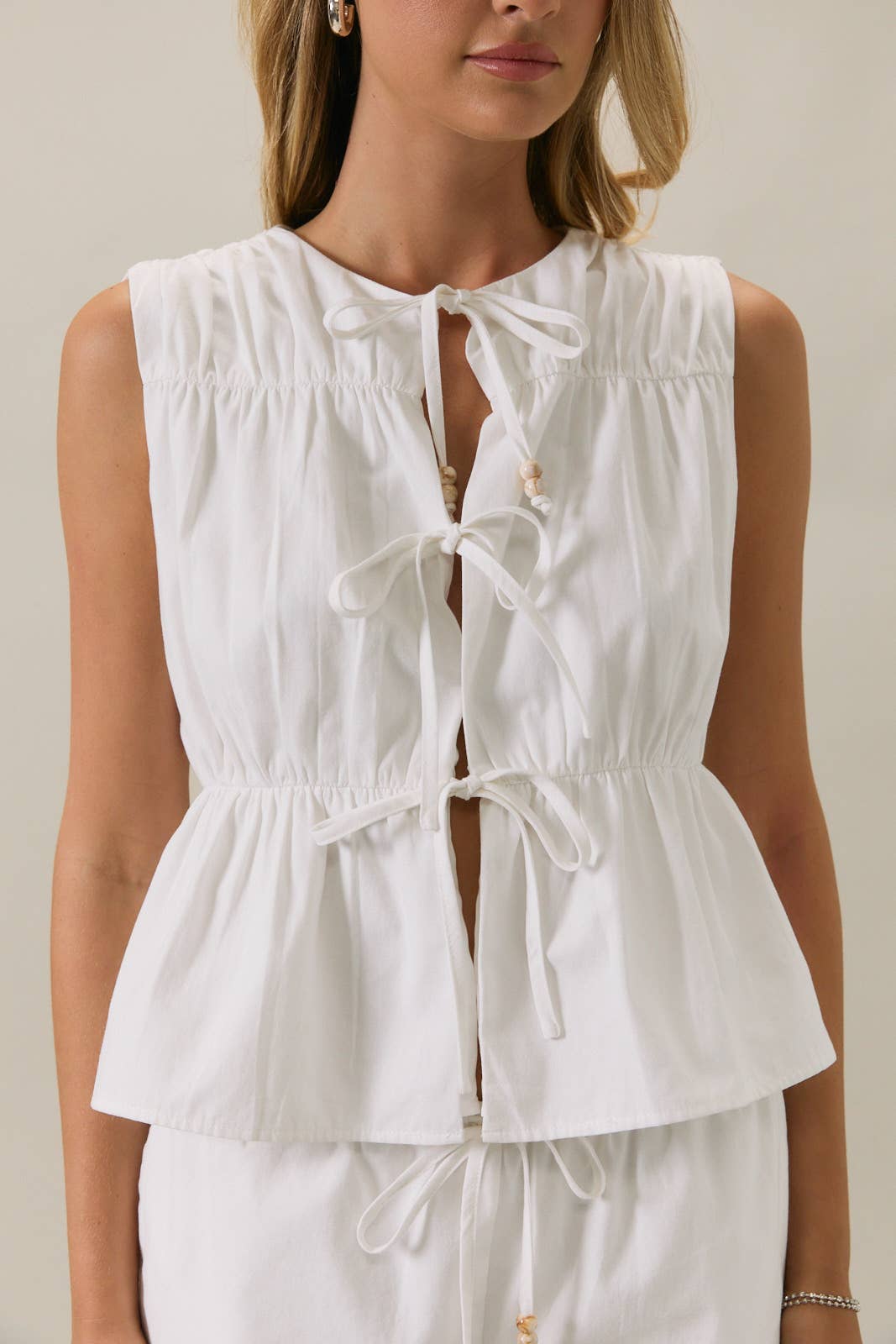 Front Tie Linen Top