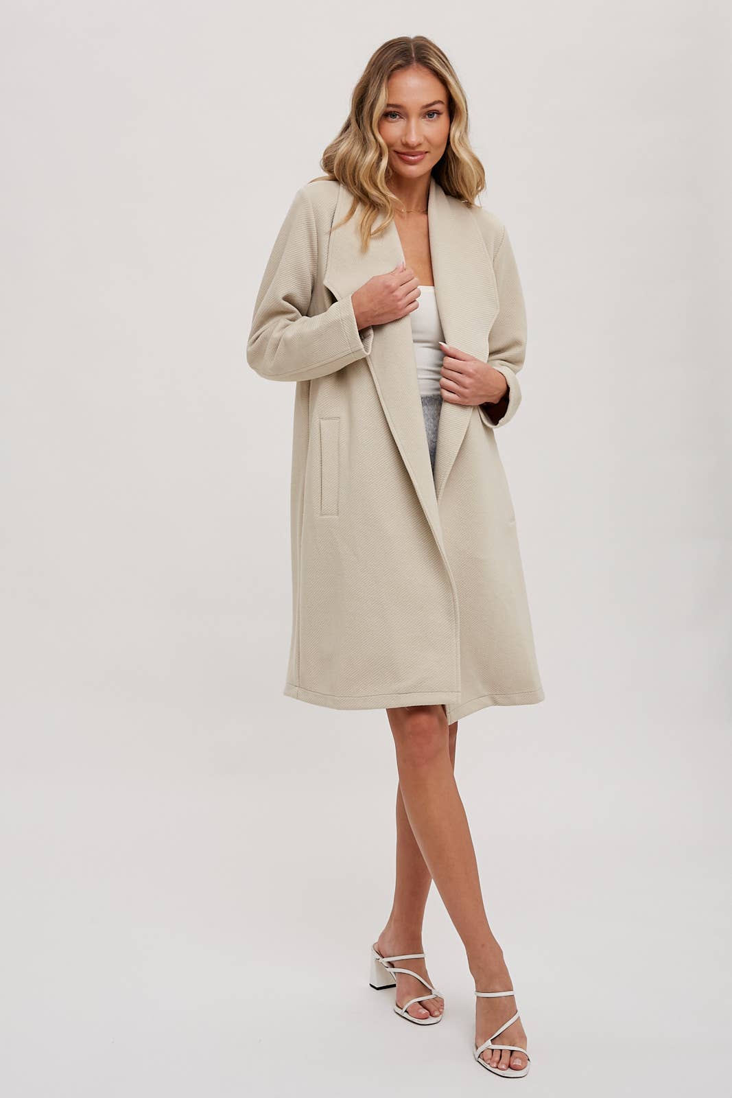 DRAPE OPEN-FRONT COAT JACKET