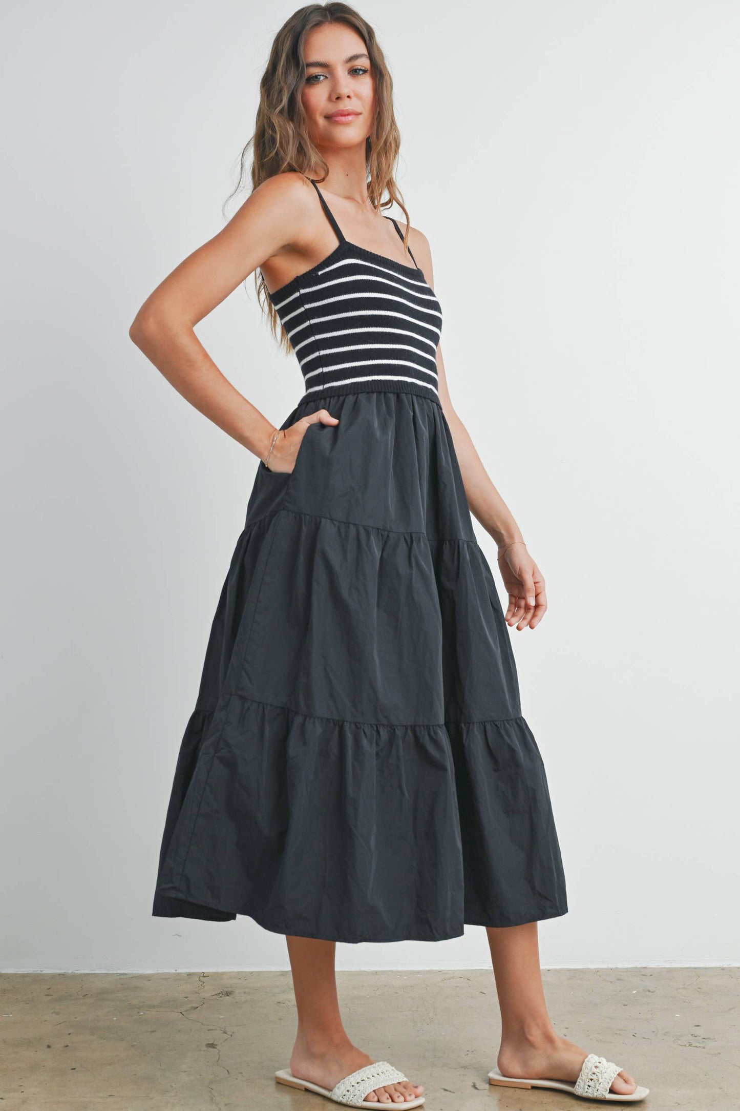 Striped Tiered Maxi Dress