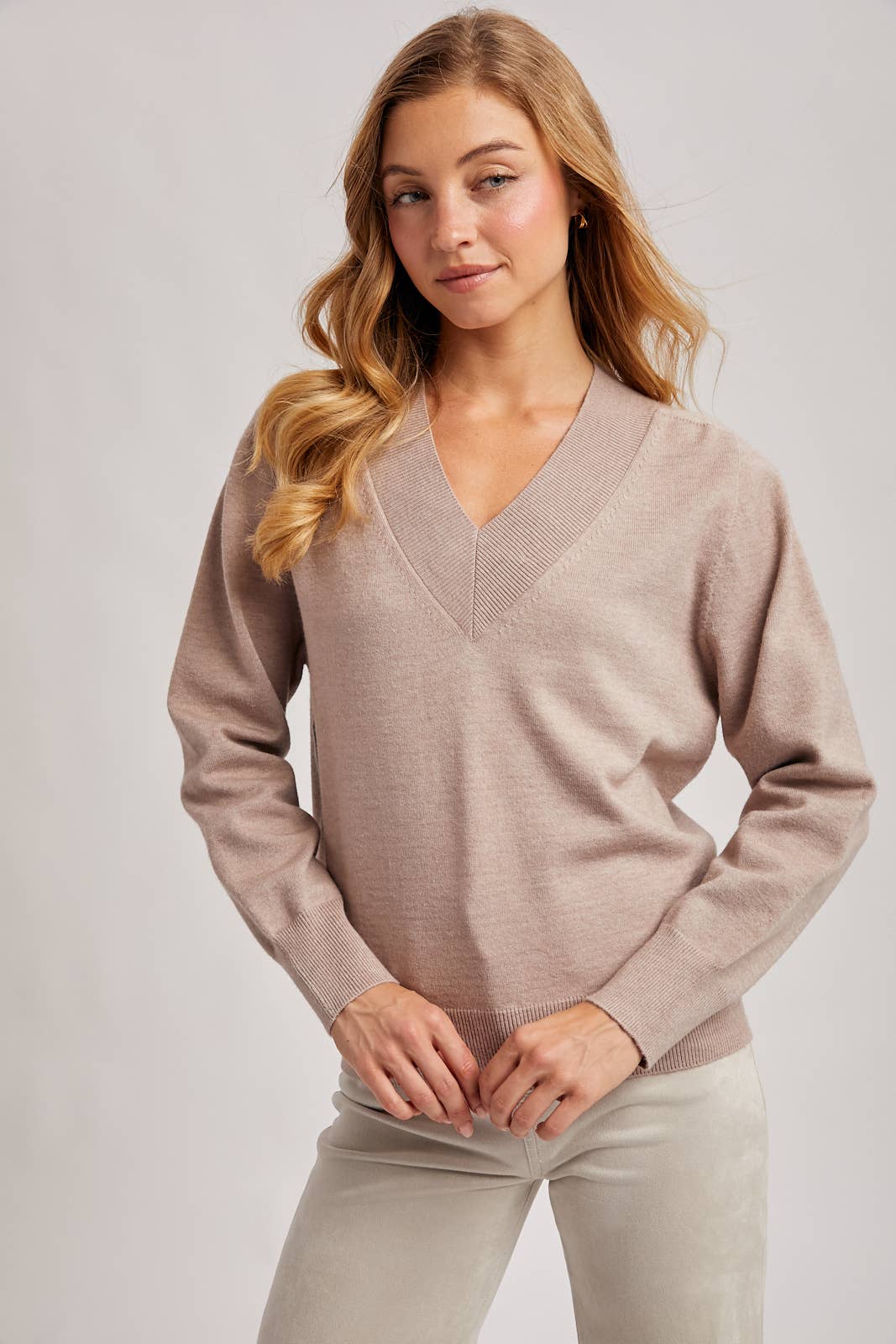 Ribbed V-neck Sweater
