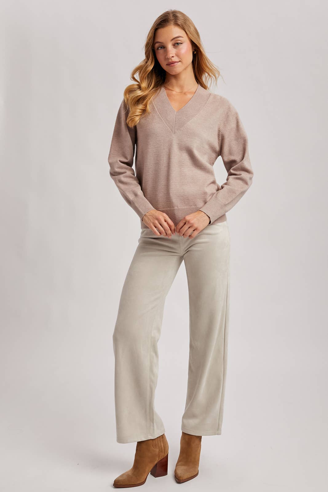 Ribbed V-neck Sweater