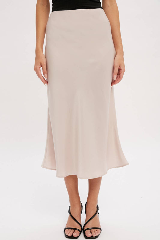 SATIN MIDI SKIRT