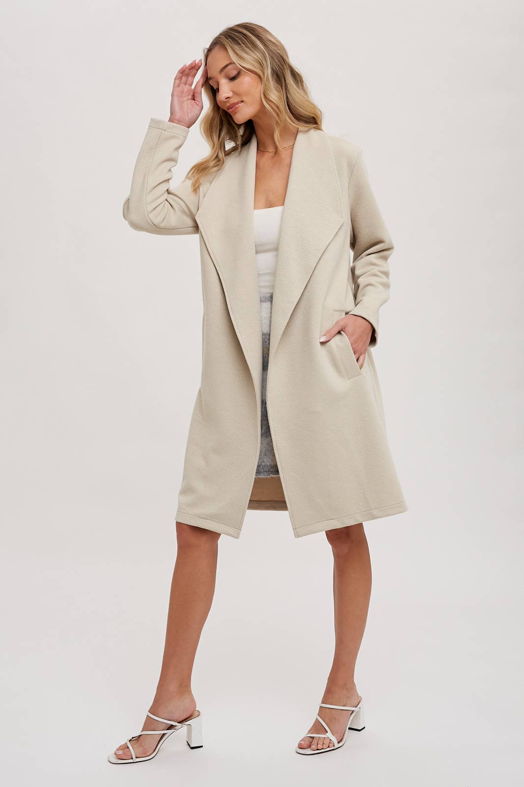 DRAPE OPEN-FRONT COAT JACKET