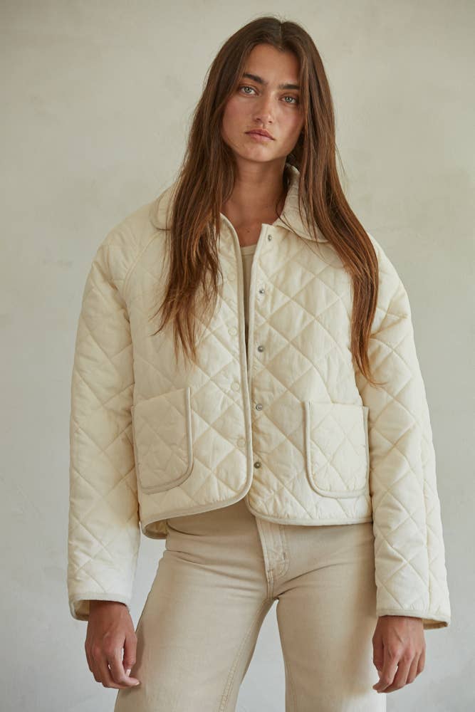 L7444 | Woven Cotton Quilted Jacket