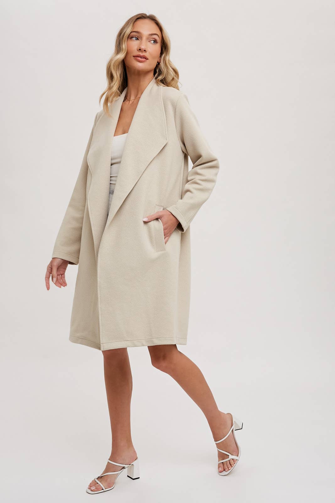 DRAPE OPEN-FRONT COAT JACKET