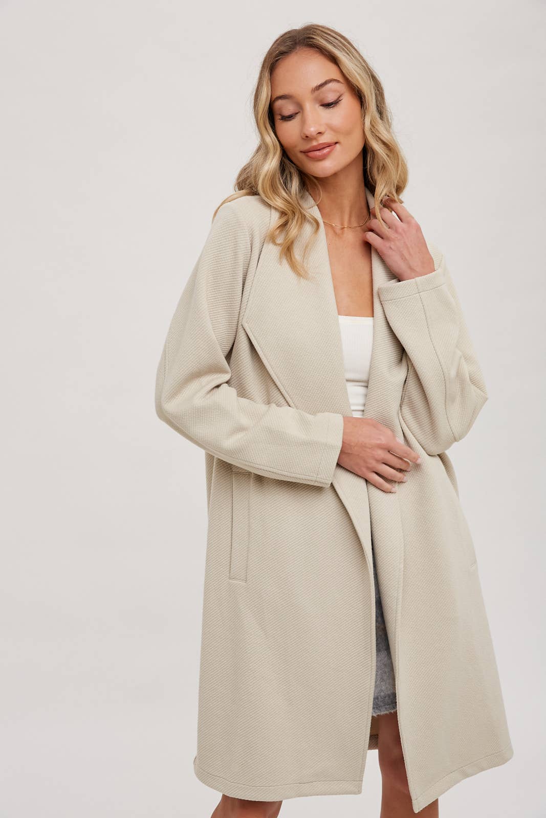 DRAPE OPEN-FRONT COAT JACKET