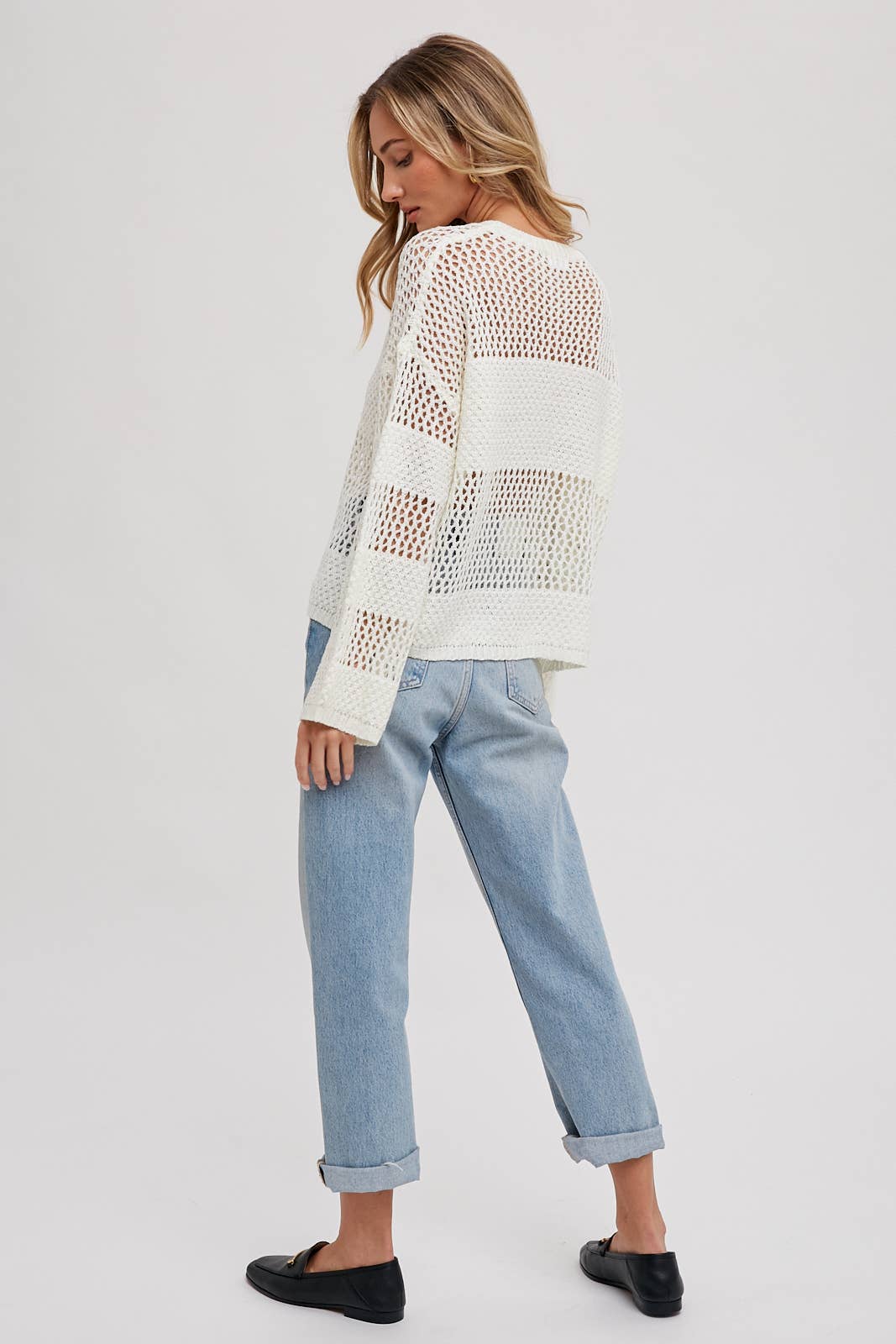 OPEN-KNIT SWEATER PULLOVER - Oversized Round Neck