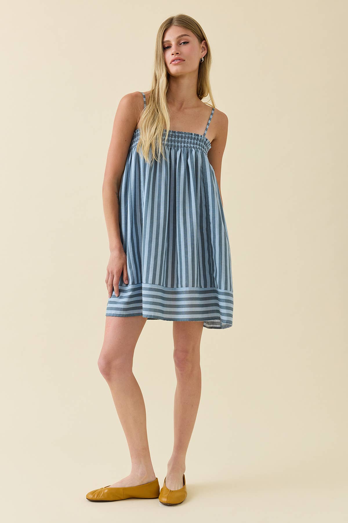 Smocked Stripe Cami Dress