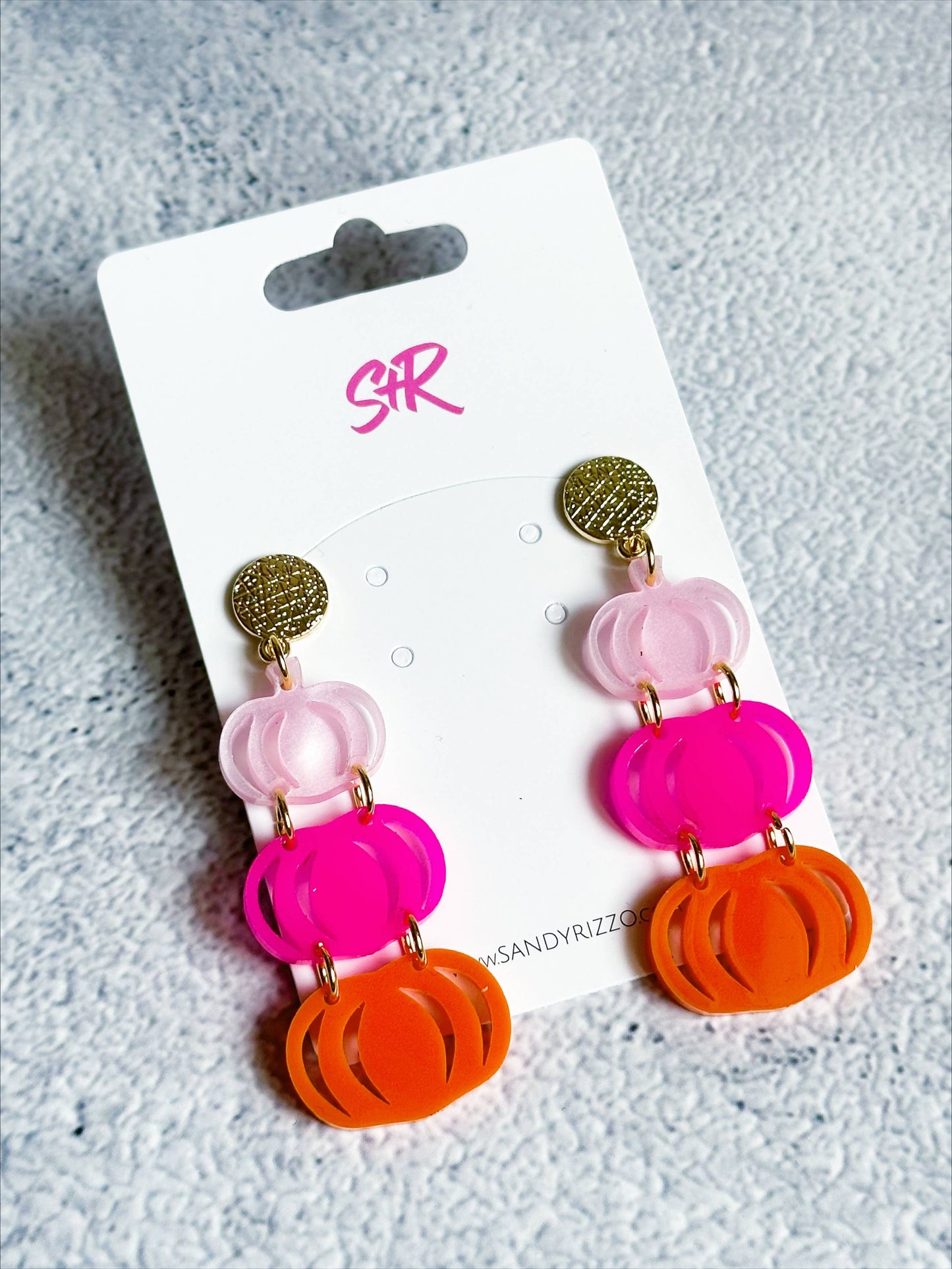 ON SALE Pink Triple Pumpkin Dangles