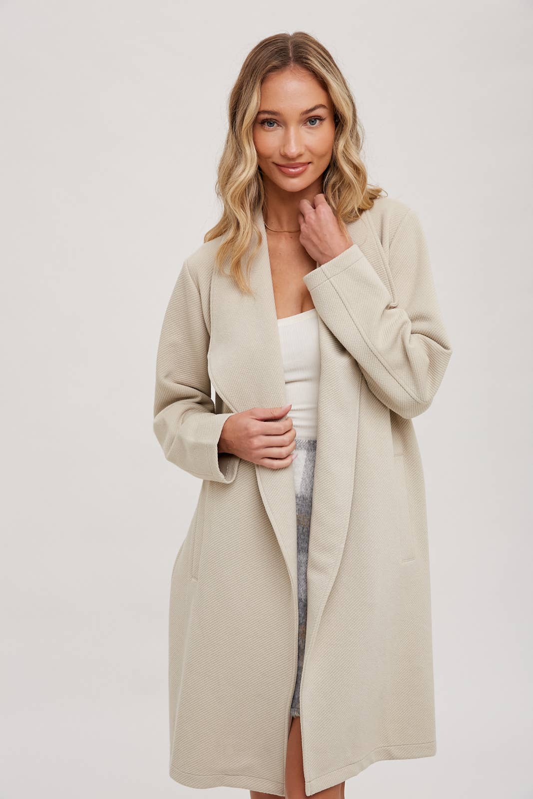 DRAPE OPEN-FRONT COAT JACKET